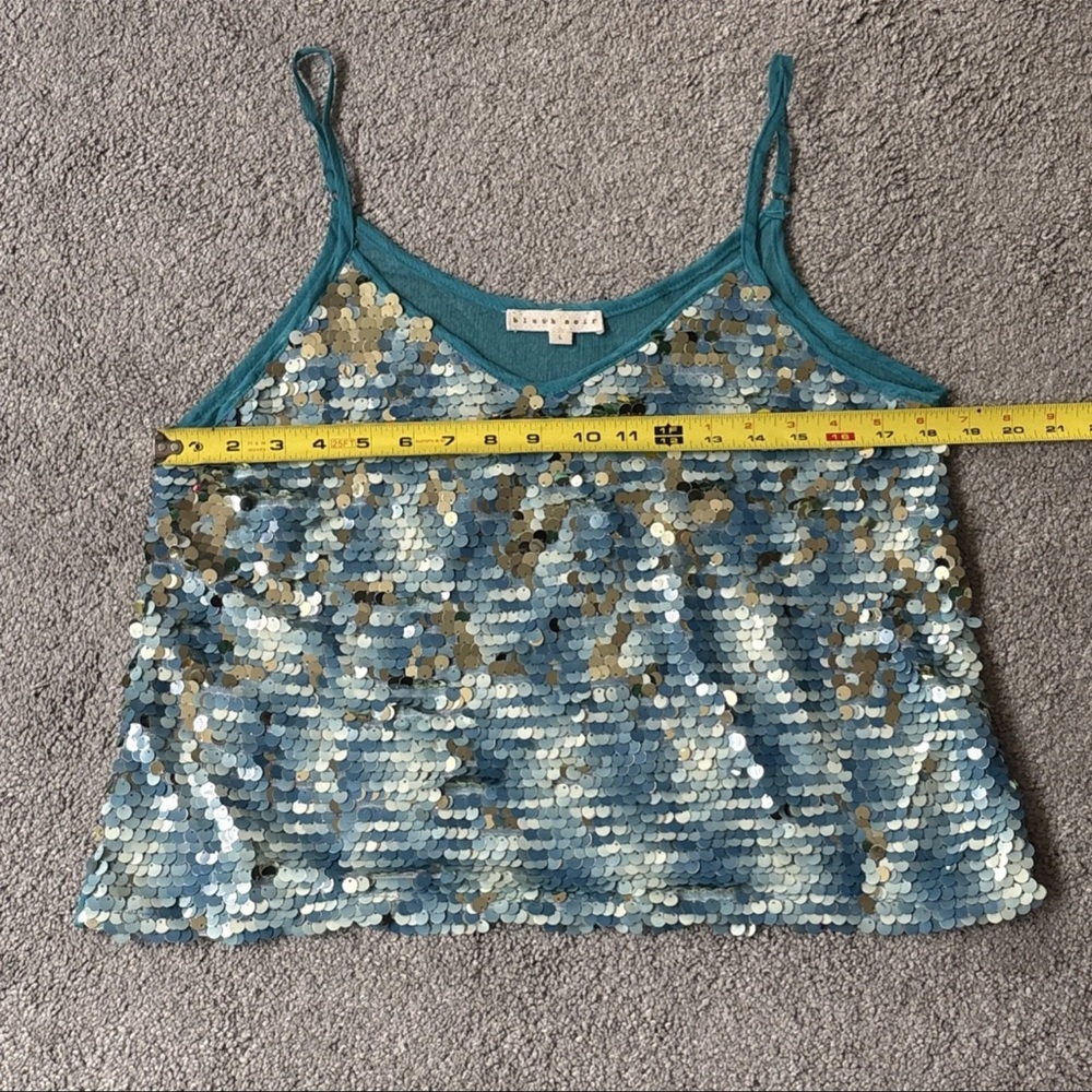 Blush Noir Boutique Women’s teal sequin California Bohemian Hippie Love Blouse L - Picture 11 of 12